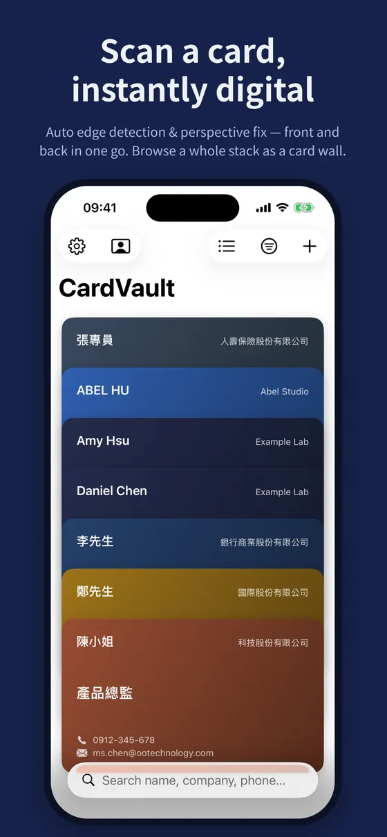 Scan a card and it's instantly digital