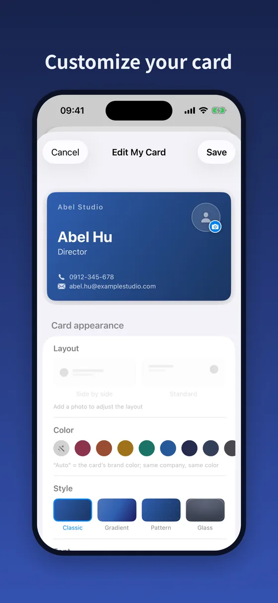 Customize your card style